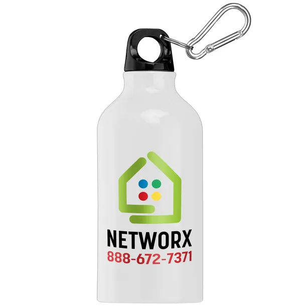 Full Color 17 oz. Aspen Water Bottle with Carabiner - White