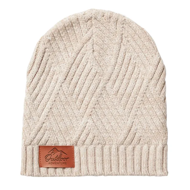 Debossed Leeman™ Trellis Knit Beanie - Oatmeal