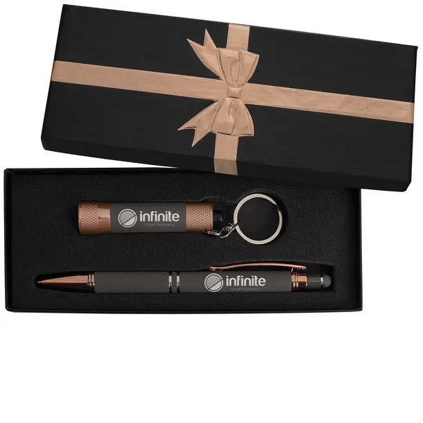 Coffret-cadeau ruban avec stylo Diamond et lampe torche