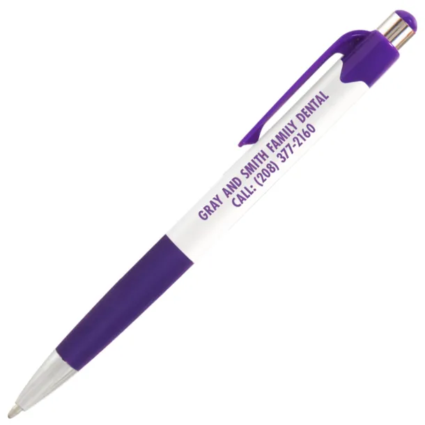 White Pacifica Pen with Coloured Trim - Black